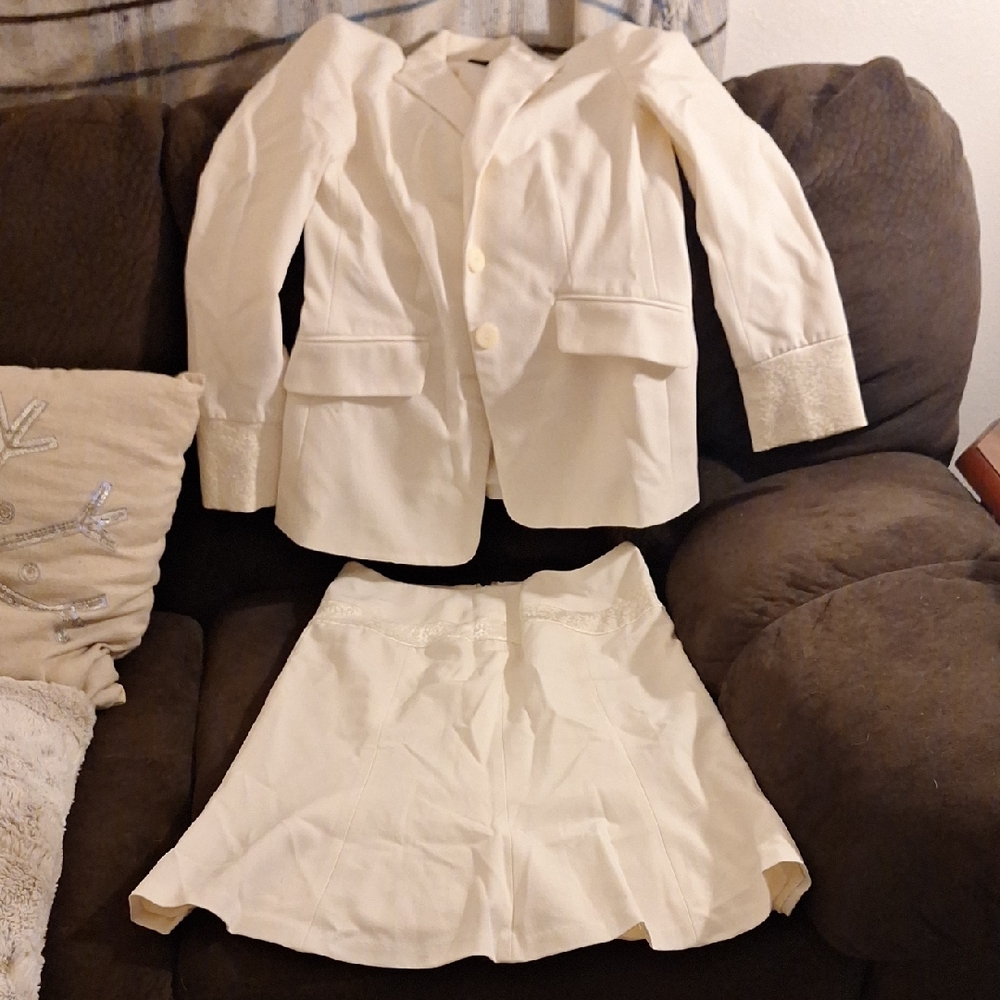 Elegant Cream Blazer and Skirt Set